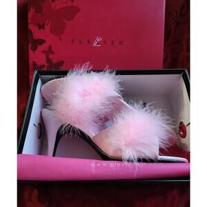 Pleaser Pink Feathered Heels